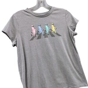Thereabouts Girls Sloth Graphic T-Shirt Gray Beatles Abbey‎ Road Parody Sz XL/16